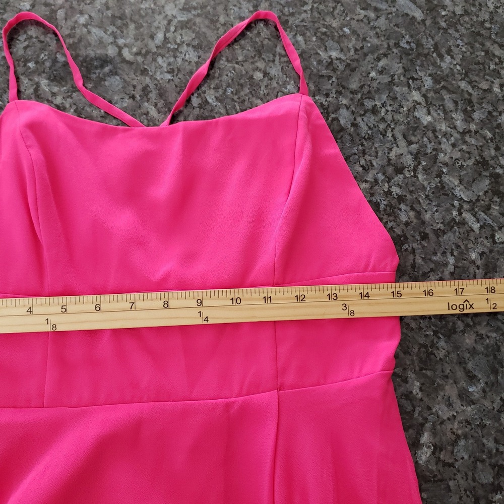 Lulus M Dreamy Romance Hot Pink Backless Maxi Dress Square Neck High Slit Gown - Picture 10 of 10